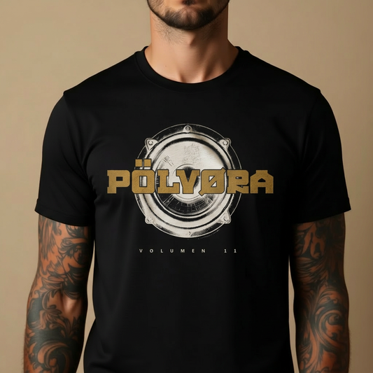 Camiseta Negra Altavoz "Volumen 11"
